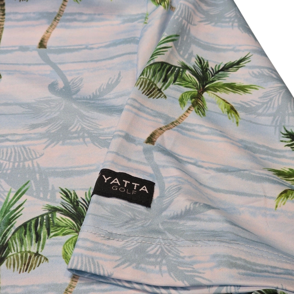 NWT Yatta Golf Makani Olu Olu Performance S/S Polo, Palm Tree AOP, Men's Sz 3XL - Picture 7 of 13
